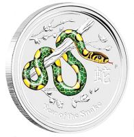 【CC】✜  Year of The Snake Gold Plated Painted Commemorative Medal  Collection Coins