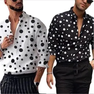 Cotton Mens Polka Dot T Shirt, V-neck Collar