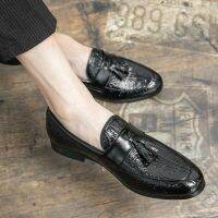 HOT★ผู้ชายขับรถรองเท้าผู้ชายพู่สังคม Loafers หนังจระเข้หรูรองเท้าผู้ชายผู้ชาย Elegant รองเท้าแตะสำหรับรองเท้า