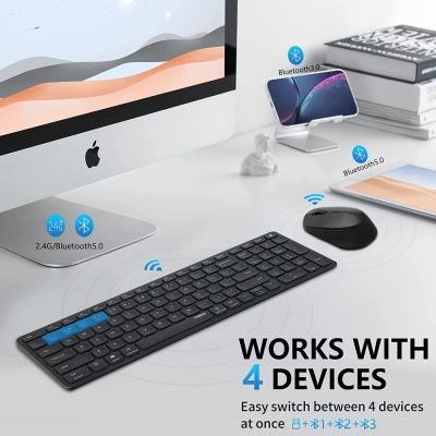 Rapoo 9350M Multi Device Bluetooth 2.4G Wireless Keyboard And Mouse Combo ชาร์จใหม่ได้แบบพกพา Ultra-Slim Keyboard Mouse Set