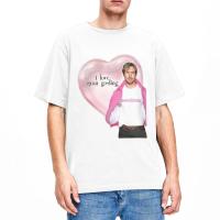 【hot】✜  Men Shirt I Ryan Gosling Cotton Short Sleeve Pink T O Neck Clothing Size