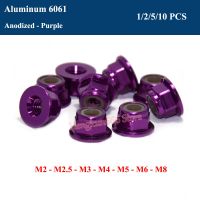 ❐ M2 M2.5 M3 M4 M5 M6 M8 Purple Anodized Aluminum Flange Nut Nylon Insert Lock Nut self-locking nut RC Model Nuts