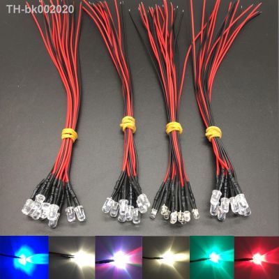 ¤卍┅ 20-100pcs 3V 5V 12V 24V DC 3mm/5mm/10mm Red/Green/Blue/RGB Round Pre-Wired Water Clear LED With Plastic Holder