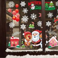 Glass Sticker Merry Christmas Santa Elk Christmas Film For Home Christmas Decoration New Year Santa Claus Elk Window Home