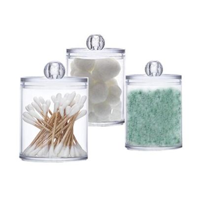 Storage Box Bathroom Organizer Round Plastic Box Transparent Food Jar Cosmetic Cotton Swab Cosmetic Storage Box