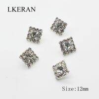 Charm 12mm 10 Pcs/lot Clear Crystal Square Rhinestone Button Flat back Decoration DIY Wedding Decoratio sewing Clothing buttons Haberdashery