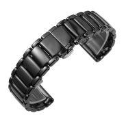 สายนาฬิกาเซรามิกสำหรับเปลี่ยน Armani AR1509 1895 AR70002 AR6008 Black Warrior Watch with 22mm สายหนังนาฬิกาข้อมือสายนาฬิกาข้อมือ