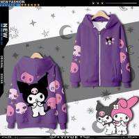 YT Anime Kuromi My Melody Jacket Hooded Tops Long Sleeve Coat Casual Loose Graphic Sports Outerwear Plus Size TY