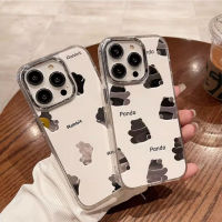 WQ Iphone case เคสไอโฟน11/12/13/14 Pro max เคสน่ารัก Cute Panda &amp; Bunny Mirror Case For iPhone 11,12,13,12PM,13PM,14PM เคสไอโฟน เคสมือถือ ส่งฟรี