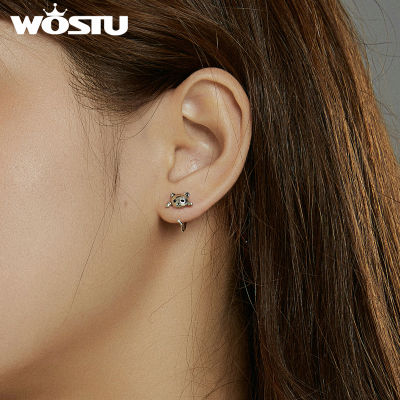 WOSTU 2020 Earrings 925 Sterling Silver Cute Cat Love Small Free-Pick Design Stud Earrings for Women Jewelry FIE965