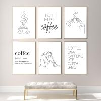 Nordic Coffee Bar Sign Wall Picture Art Posters and Prints Black White Minimalist Kitchen Canvas Painting Cafe Shop Home Decor Drawing Painting Suppli