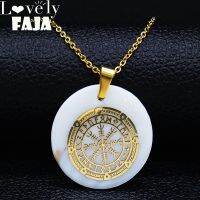 【CW】 2022Icelandic Vegvisir Helmet Magical Staves Compass Rune Amulet CollierStainlessNecklace Jewelry N19137