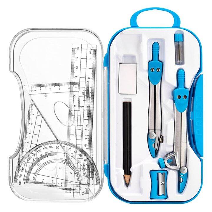 Geometry Set 10 Pcs Math Supplies Kit,Including Compass,Protractor