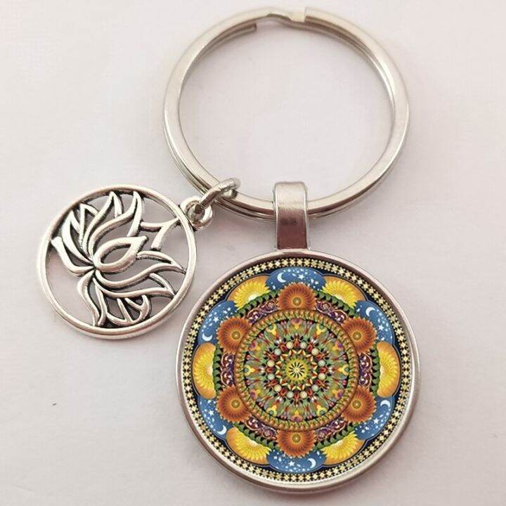 new-mandala-flower-of-life-keychain-classic-budddhist-sacred-geometry-women-key-chain-holder-for-car-bag-key-chains