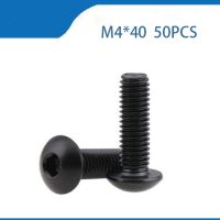 50Pcs M4*40mm carbon Steel 10.9 Level Black Hexagon Socket Button Head Screw Furniture Mushroom Cap Hex Bolts Nails Screws  Fasteners