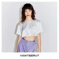 VICKTEERUT (ราคาปกติ 5,350-.) Short Sleeve Satin Crop Top เสื้อครอป แขนสั้น ผ้าซาติน