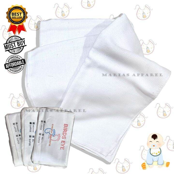 1 Dozen/ 12Pcs BABY ESSENTIALS BEYE PLAIN WHITE/ BIAS CLOTH DIAPER