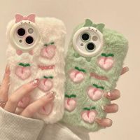 ลูกพีชน่ารักผ้ากำมะหยี่ฤดูใบไม้ร่วงและฤดูหนาว Ins เหมาะสำหรับ IPhone13เคสโทรศัพท์มือถือสำหรับ Apple 14Promax ใหม่11ผู้หญิง12P