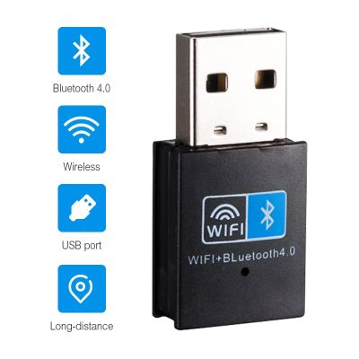 ตัวแปลงบลูทูธไวไฟ USB V4.0การ์ดเน็ตเวิร์กไร้สาย Wifi เครื่องส่งเสาอากาศ PC Wi-Fi LAN ตัวรับอินเทอร์เน็ต802.11B /N/g TEROW