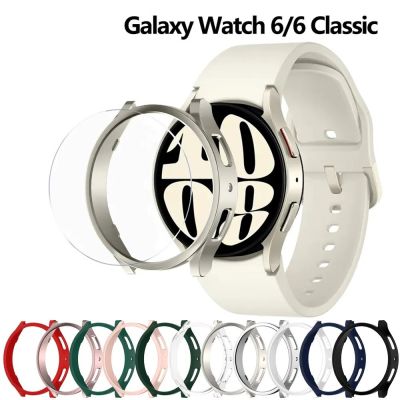 กระจก + เคสสำหรับ Samsung Galaxy Watch 6 40มม. 44มม. อุปกรณ์เสริม PC กรอบกันชนป้องกัน Galaxy Watch 6สายรัด43มม. 47มม.