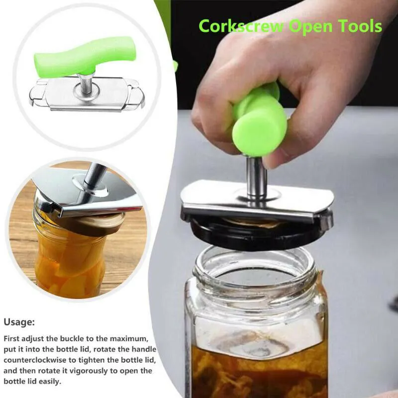 Adjustable Multi-Function Bottle Cap Opener Stainless Steel Lids Off Jar  Opener Labor-Saving Screw Can Opener For Kitchen Tools