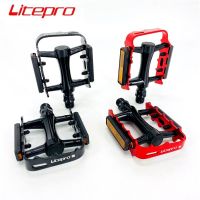 Litepro บันไดที่เหยียบอลูมิเนียมจักรยานพับได้น้ำหนักเบามากพร้อมที่สะท้อนแสงเพื่อความปลอดภัยแป้นเหยียบกันลื่น