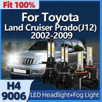 Roadsun 24PCS LED ไฟหน้า H4หมอก9006HB4 6000K Fit สำหรับ Toyota Land Cruiser Prado(J12) 2002-2005 2006 2007 2008 2009