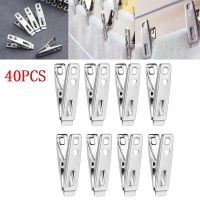 BESTOMZ 40pcs Clothes Pins Metal Antiskid Stainless Steel Windproof Clothes Drying Hanger Clothespins Clothes Clips Clothes Pegs