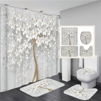 【CW】✳■✲  Bouquet of Flowers Shower Curtain with Rug Set Floral