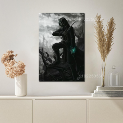 24X36 Dishenored Action-Adventure Game Canvas Poster: Decorative Wall Art For Living Room &amp; Bedroom