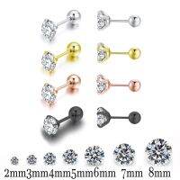 【LZ】﹍☈✖  Brincos médicos de aço inoxidável para homens e mulheres cristal de zircão 4 Prong Tragus cartilagem Piercing Ear Jewelry novo