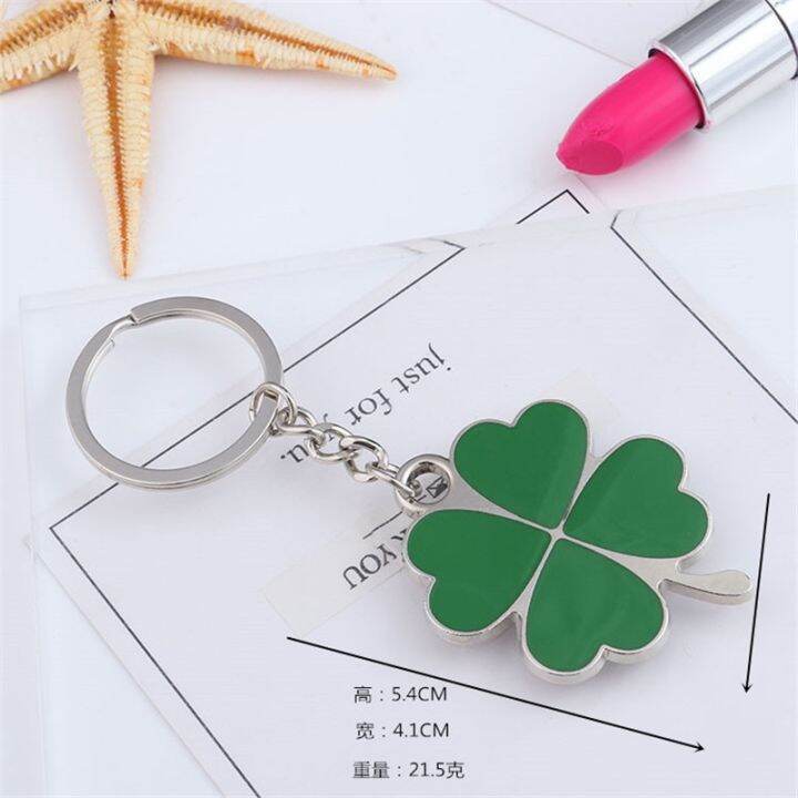 hot-sale-creative-green-color-four-leaf-clover-fortune-keychain-key-chain-ring-pendant-bag-accessories-girls-cute-keyring-gifts