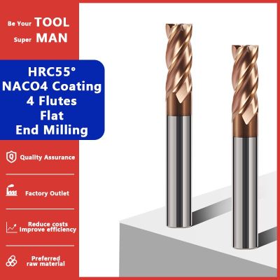 4 ขลุ่ยกัดตัดเคลือบโลหะผสมทังสเตนเหล็กเครื่องมือ Cnc Maching Hrc55 Endmill Top Milling Cutter Kit Milling Machine Tools
