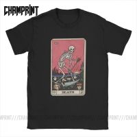 Death Tarot T-Shirt For Men Cotton Major Arcana Halloween Scary Skeleton Plus Size Short Sleeve T-Shirt