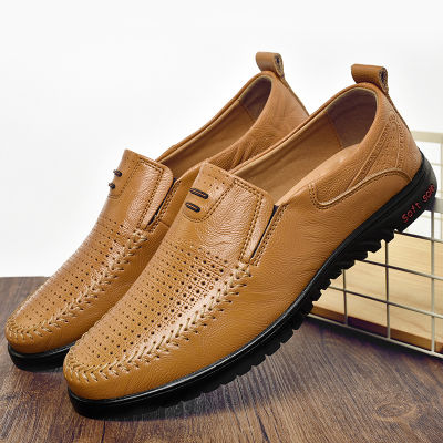 รองเท้าหนังวัวฤดูร้อน2023สำหรับผู้ชาย Sepatu Pantofel Kulit ทำด้วยมือรองเท้าขนาดใหญ่ลำลอง45 46 47ลื่นบนรองเท้าขับเคลื่อน