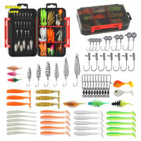 ShiningLove 75pcs/35pcs Fishing Lures Kit With Jig Heads Hooks Soft Worm Bait Suitable For Saltwater Freshwater