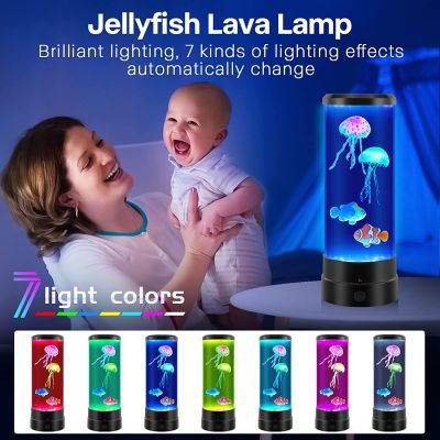 Jellyfish Lava Lamp  Jellyfish Tank Mood Light  Aquarium Night Light for Bedroom Desktop Decor  Gifts for Girls Boys Birthdays Night Lights