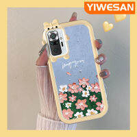 YIWESAN เคสสำหรับ Xiaomi Redmi โน๊ต10 Pro Max,ฝาครอบป้องกันป้องกันเลนส์กล้องถ่ายรูปตกกระแทกทนต่อการขีดข่วนลายดอกไม้ทำจากซิลิโคน TPU น้ำมันเคส