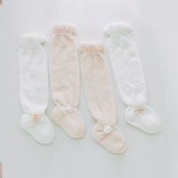 【cw】 Summer Hollow Breathable Thin Cotton Baby Mesh Socks 0-1-3 Year-Old Girl Bow Baby Tube Anti-Mosquito Socks ！