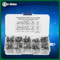 170pcs สแตนเลสสตีล M5/M6 สกรูหัวจมหกเหลี่ยม Bolt Washers Nuts Kit