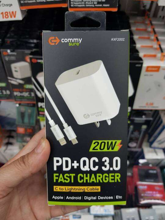 commy-หัวชาร์จเร็ว-จ่ายไฟสูงสุด-20w-รองรับ-ชาร์จเร็วiphone-pd20w-หัวชาร์จiphoneและsamsung-รุ่น-axf200-axf200z-axf200x