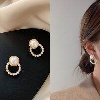 Linnor New Designer Large Pearl Earrings Korean Women Elegant