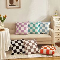 Fashion Checkerboard Plaid Cushion Cover Soft Dutch Velvet Pillow Cases Sofa Seat Bed Vintage Home Decoration Throw Pillowcase