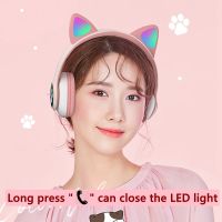 Flash Light Cute Cat Ears Wireless Headphones with Mic Can control LED Kid Girls Stereo Phone Music Bluetooth Headset Gamer Gift