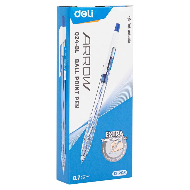 eq021-blue-0-7mm-eq021-blue-0-7mm-deli-ปากกาลูกลื่น0-7มม-ชุดงานเลี้ยงปากกาเขียนลื่น12ชิ้น-กล่องหมึกความหนืดต่ำเครื่องเขียนสำนักงานปากกา