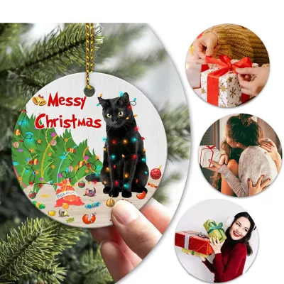 Christmas Party Supplies Acrylic Christmas Pendant Acrylic Pendant Christmas Decoration Supplies Christmas Black Cat Pendant