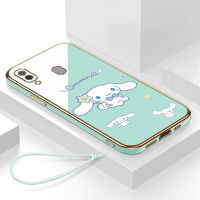 เคสโทรศัพท์ samsung a30 กรอบสีทองชุบด้วยไฟฟ้า รวมทุกอย่าง ฝาหลัง วัสดุ TPU ป้องกันการหล่น ป้องกันการชนกัน กันน้ำ สายรัดข้อมือการ์ตูนน่ารัก เคสโทรศัพท์มือถือ