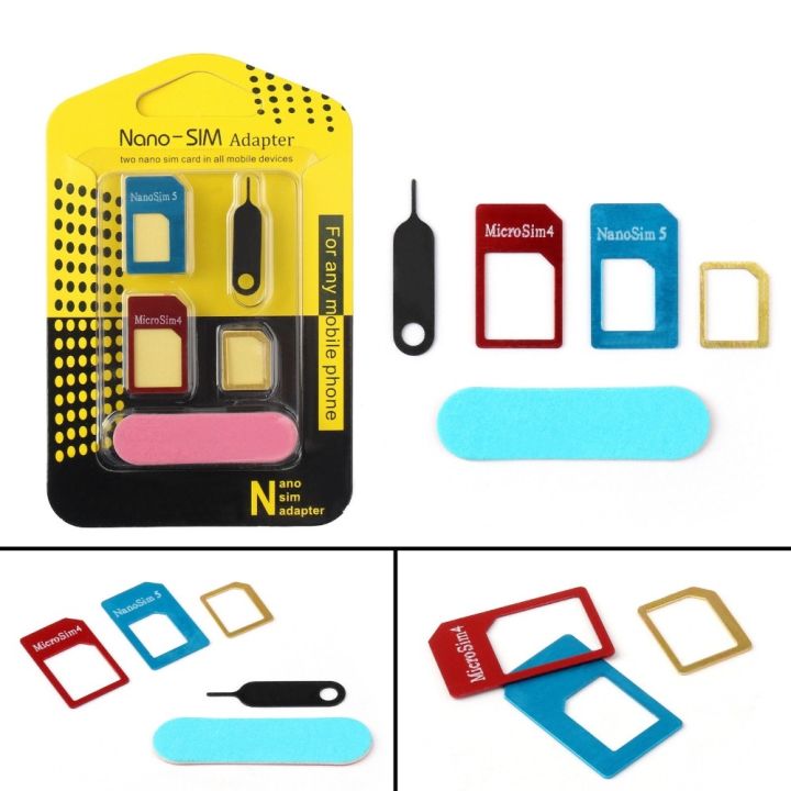2set New 5 1 Cards Adapters eject Pin All Smarttphone Standard/Nano/Micro SIM Card