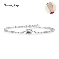 Serenty วันจริง D สี5*7มิลลิเมตร1กะรัตมรกตตัด Moissanite สร้อยข้อมือสำหรับผู้หญิงของขวัญ100 S925เงินสเตอร์ลิงเครื่องประดับ Fine