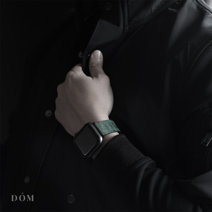 สายนาฬิกา-apple-watch-dom-type-01-hunter-green-สายนาฬิกาหนังแท้-italian-fine-grain-สายแอปเปิ้ลวอชหนังแท้